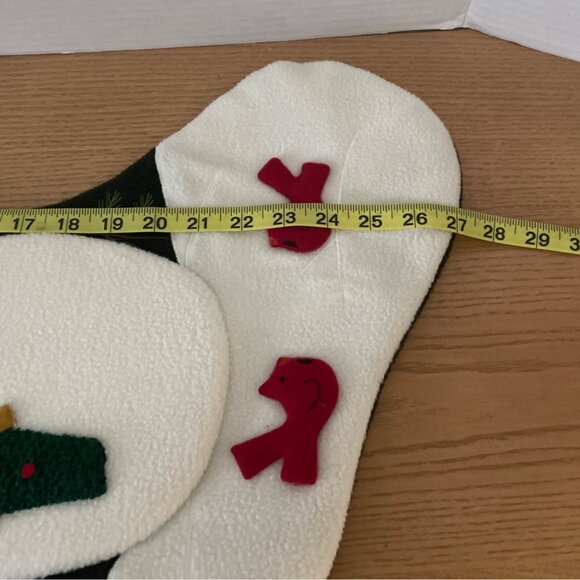 Christmas Stocking 3D Snowman Green Let It Snow Embroidery Cardinals Huge 27 in - Picture 6 of 8